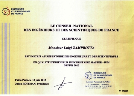 Certificat d'inscription IESF-CNISF